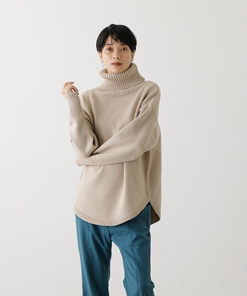AZUL by moussy(アズールバイマウジー)の「BIG TURTLE KNIT TOPS/ビッグタートルニットトップス(ニット/セーター・レディース・ライム/ライトベージュ/ブラック・SMALL/MEDIUM)」の22枚目の写真