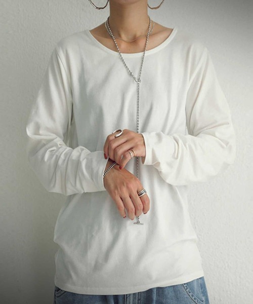 antiqua(アンティカ)の「マジックコットンTシャツ(Tシャツ/カットソー・レディース・ブラック/オフホワイト・M/L/XL)」の3枚目の写真