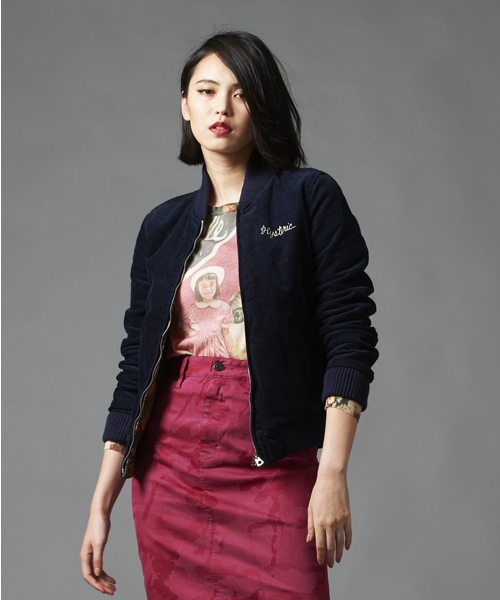 HYSTERIC GLAMOUR(ヒステリックグラマー)の「MICHIGAN刺繍 リバーシブルベドジャン(ブルゾン・レディース・ピンク/ネイビー/ブラック・FREE)」の1枚目の写真