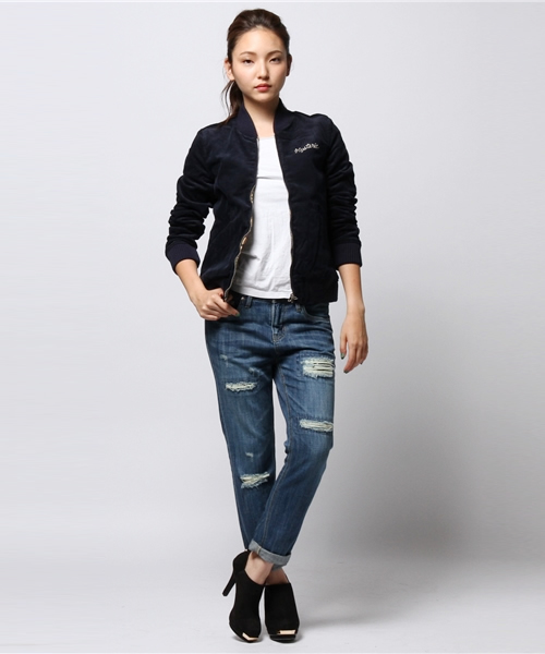 HYSTERIC GLAMOUR(ヒステリックグラマー)の「MICHIGAN刺繍 リバーシブルベドジャン(ブルゾン・レディース・ピンク/ネイビー/ブラック・FREE)」の10枚目の写真