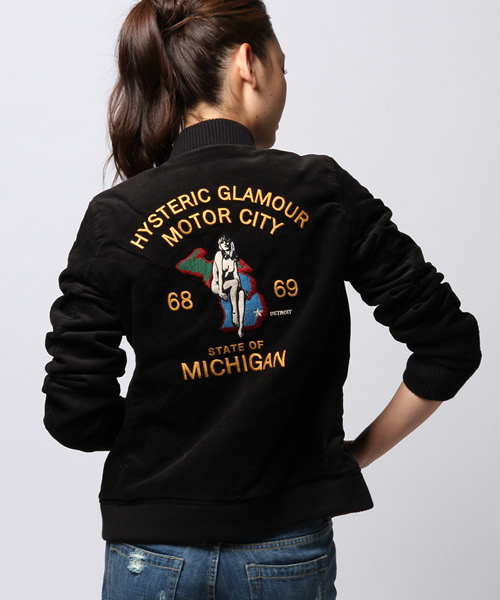 HYSTERIC GLAMOUR(ヒステリックグラマー)の「MICHIGAN刺繍 リバーシブルベドジャン(ブルゾン・レディース・ピンク/ネイビー/ブラック・FREE)」の14枚目の写真