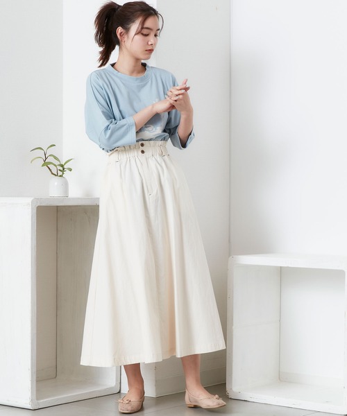 POU DOU DOU（プードゥドゥ）の「ウエストフリルフレアスカート（スカート・レディース・ブラック/キナリ/ミント/ネイビー・3）」の5枚目の写真