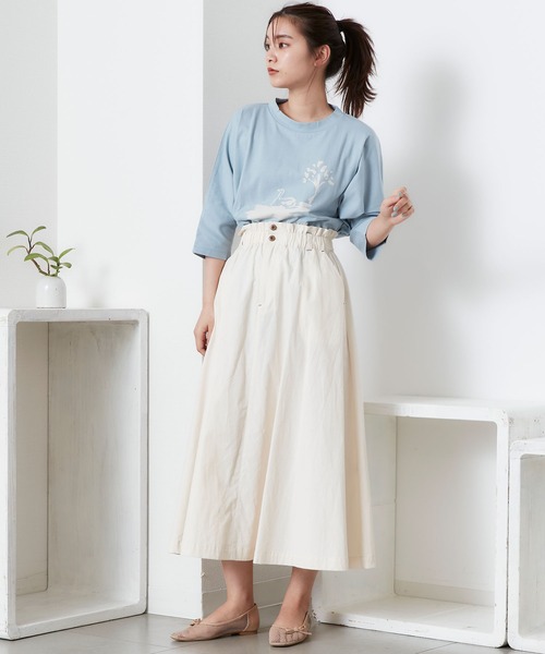 POU DOU DOU（プードゥドゥ）の「ウエストフリルフレアスカート（スカート・レディース・ブラック/キナリ/ミント/ネイビー・3）」の6枚目の写真