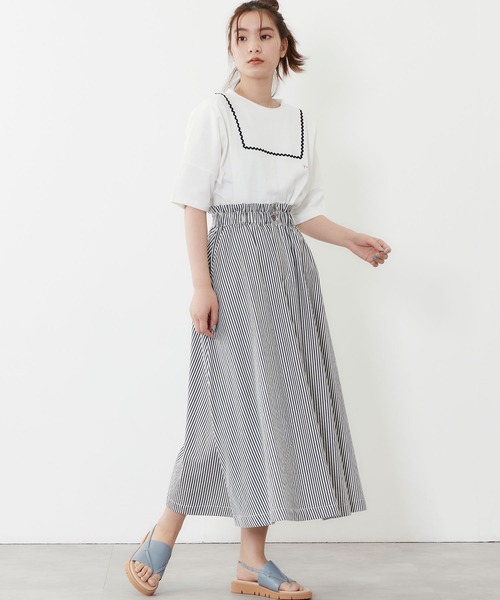 POU DOU DOU（プードゥドゥ）の「ウエストフリルフレアスカート（スカート・レディース・ブラック/キナリ/ミント/ネイビー・3）」の10枚目の写真