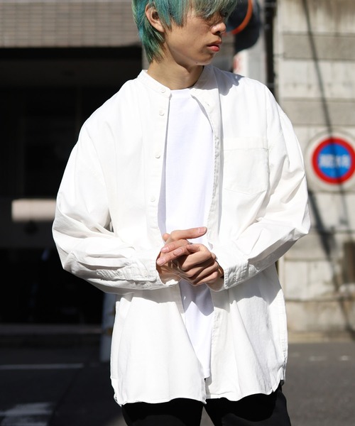 Audience（オーディエンス）の「6オンス OXフォード バンドカラー L/S ボクシーシャツ（シャツ/ブラウス・メンズ・ホワイト/ブラック・M/L）」の20枚目の写真