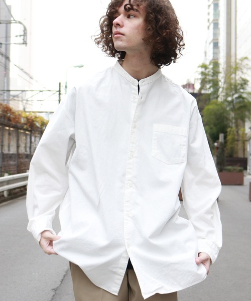 Audience（オーディエンス）の「6オンス OXフォード バンドカラー L/S ボクシーシャツ（シャツ/ブラウス・メンズ・ホワイト/ブラック・M/L）」の14枚目の写真