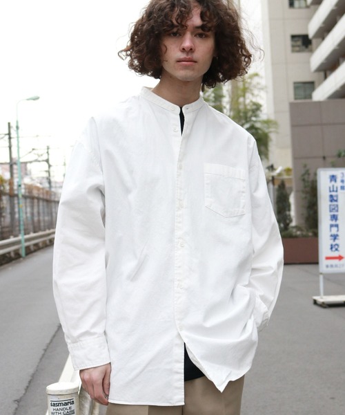 Audience（オーディエンス）の「6オンス OXフォード バンドカラー L/S ボクシーシャツ（シャツ/ブラウス・メンズ・ホワイト/ブラック・M/L）」の16枚目の写真