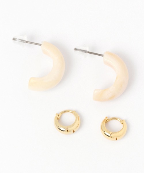 niko and...(ニコアンド)の「セットメタルピアス(ピアス(両耳用)・レディース・ブラウン/その他/アイボリー・0)」の1枚目の写真