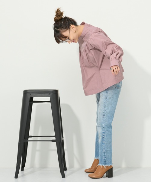 M nort（エムノート）の「【わたなべ麻衣プロデュース】ギャザーボリュームスリーブブラウス（シャツ/ブラウス・レディース・ダークブルー/スモークピンク・FREE）」の10枚目の写真