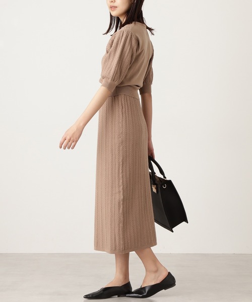 N.（N. Natural Beauty Basic）（エヌエヌナチュラルビューティーベーシック）の「◆ミニケーブルニットセットアップ（ワンピース・レディース・グレイッシュベージュ/ブルー/カーキ・MEDIUM）」の18枚目の写真
