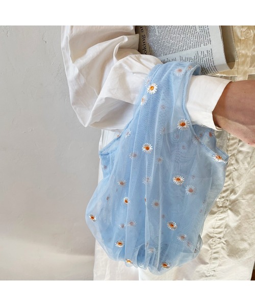 frunco（フランコ）の「デイジーマルシェバッグ（エコバッグ/サブバッグ・レディース・ホワイト/ピンク/ブルー/グリーン・FREE）」の4枚目の写真