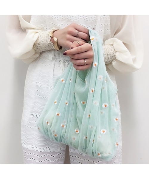 frunco（フランコ）の「デイジーマルシェバッグ（エコバッグ/サブバッグ・レディース・ホワイト/ピンク/ブルー/グリーン・FREE）」の3枚目の写真