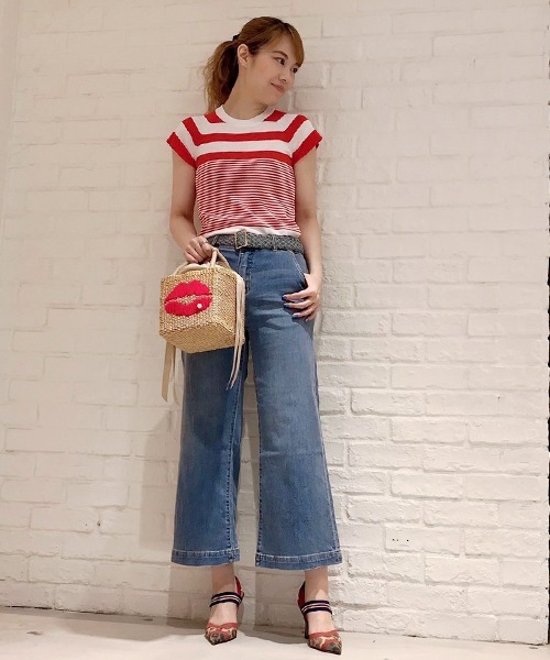 a-jolie（アジョリー）の「【a-jolie/アジョリー】LIPデザインスクエアカゴバッグ（かごバッグ・レディース・ベージュ/ブラック・FREE）」の11枚目の写真