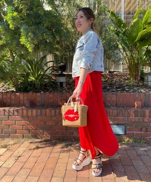 a-jolie（アジョリー）の「【a-jolie/アジョリー】LIPデザインスクエアカゴバッグ（かごバッグ・レディース・ベージュ/ブラック・FREE）」の10枚目の写真