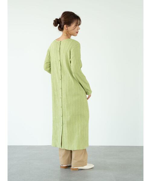 Green　Parks（グリーンパークス）の「シアーバック釦ワンピース＊（ワンピース・レディース・ブラック/ベージュ/グリーン・FREE）」の8枚目の写真