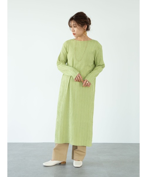 Green　Parks（グリーンパークス）の「シアーバック釦ワンピース＊（ワンピース・レディース・ブラック/ベージュ/グリーン・FREE）」の5枚目の写真