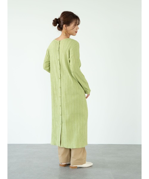 Green　Parks（グリーンパークス）の「シアーバック釦ワンピース＊（ワンピース・レディース・ブラック/ベージュ/グリーン・FREE）」の6枚目の写真