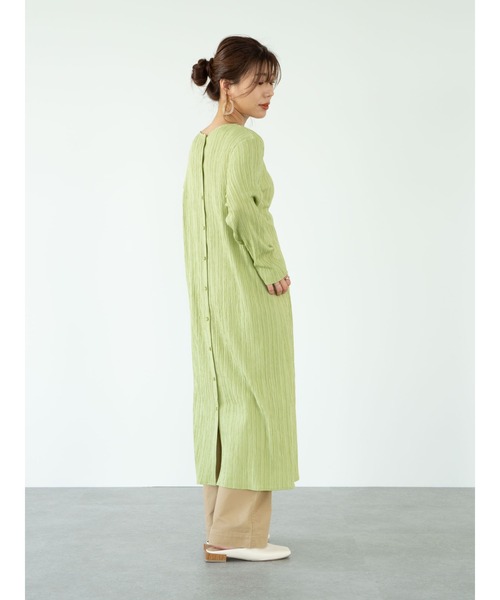 Green　Parks（グリーンパークス）の「シアーバック釦ワンピース＊（ワンピース・レディース・ブラック/ベージュ/グリーン・FREE）」の7枚目の写真