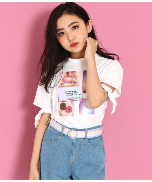 AKEP 売れ筋商品|||エーケプ Tシャツ トップス レディース Tops White ANAP tシャツ サイド開きデザイントップス レディース