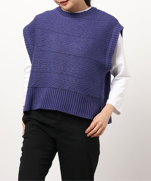 Kari & lili（カウリアンドリィリィ）の「ジャガードベスト（ベスト・レディース・ブラック/パープル/ベージュ・FREE）」の9枚目の写真