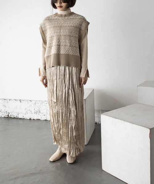 Kari & lili（カウリアンドリィリィ）の「ジャガードベスト（ベスト・レディース・ブラック/パープル/ベージュ・FREE）」の15枚目の写真