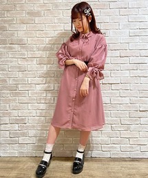 axes femme POETIQUE | シフォンストライプシャツＯＰ(シャツワンピース)