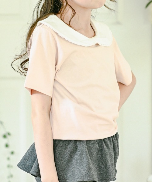 Catherine Cottage（キャサリンコテージ）の「リボン衿Tシャツ（Tシャツ/カットソー・キッズ・ピンク/ライラック/ミント・130/120/140/110/100）」の2枚目の写真