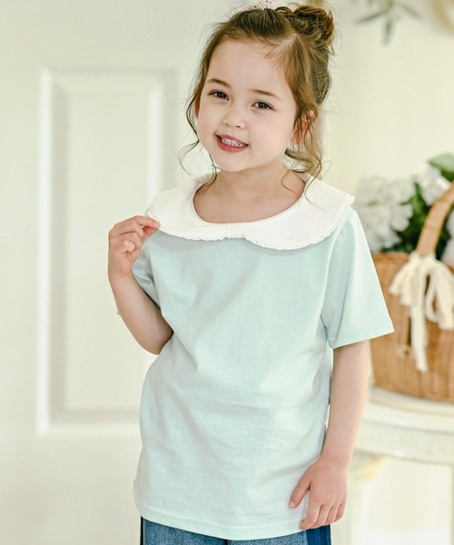 Catherine Cottage（キャサリンコテージ）の「リボン衿Tシャツ（Tシャツ/カットソー・キッズ・ピンク/ライラック/ミント・130/120/140/110/100）」の3枚目の写真