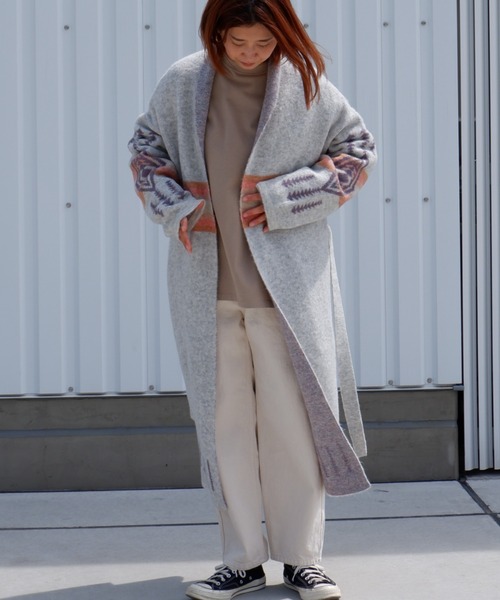 PENDLETON（ペンドルトン）の「PENDLETON/ ペンドルトン　SHAWL COLLAR CARDIGAN　ショールカラーカーディガン 1575-6104（カーディガン/ボレロ・レディース・ホワイト/ブラック・FREE）」の4枚目の写真