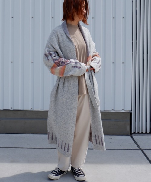 PENDLETON（ペンドルトン）の「PENDLETON/ ペンドルトン　SHAWL COLLAR CARDIGAN　ショールカラーカーディガン 1575-6104（カーディガン/ボレロ・レディース・ホワイト/ブラック・FREE）」の16枚目の写真