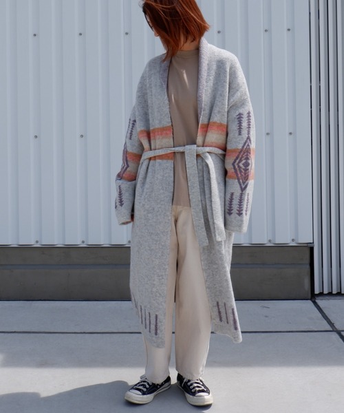 PENDLETON（ペンドルトン）の「PENDLETON/ ペンドルトン　SHAWL COLLAR CARDIGAN　ショールカラーカーディガン 1575-6104（カーディガン/ボレロ・レディース・ホワイト/ブラック・FREE）」の8枚目の写真