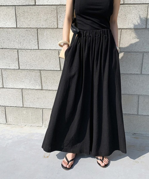 KOR（ケーオーアール）の「ガウチョパンツ ロングスカート風パンツ（その他パンツ・レディース・ブラック/イエロー/グリーン/アイボリー・FREE）」の3枚目の写真