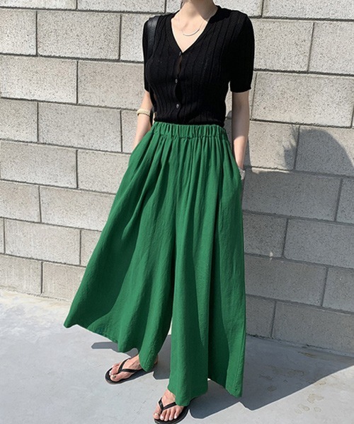 KOR（ケーオーアール）の「ガウチョパンツ ロングスカート風パンツ（その他パンツ・レディース・ブラック/イエロー/グリーン/アイボリー・FREE）」の10枚目の写真