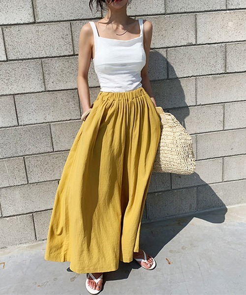 KOR（ケーオーアール）の「ガウチョパンツ ロングスカート風パンツ（その他パンツ・レディース・ブラック/イエロー/グリーン/アイボリー・FREE）」の9枚目の写真