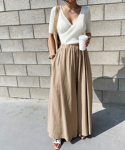 KOR（ケーオーアール）の「ガウチョパンツ ロングスカート風パンツ（その他パンツ・レディース・ブラック/イエロー/グリーン/アイボリー・FREE）」の8枚目の写真