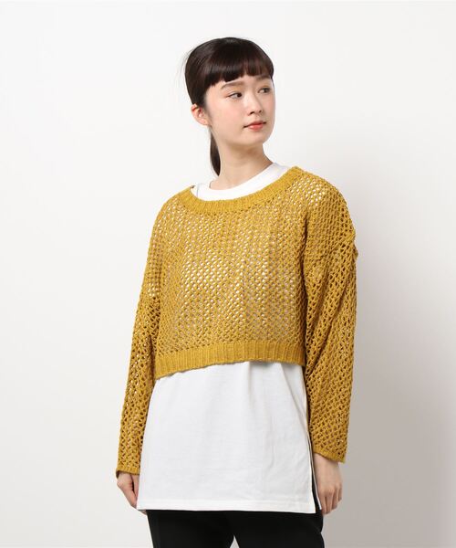 INGNI(イング)の「メッシュニットSET(ニット/セーター・レディース・ベージュ/ブラック/マスタード・M)」の3枚目の写真