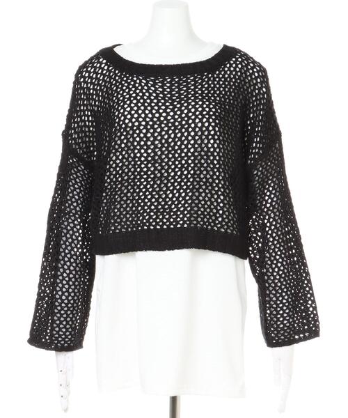 INGNI(イング)の「メッシュニットSET(ニット/セーター・レディース・ベージュ/ブラック/マスタード・M)」の4枚目の写真