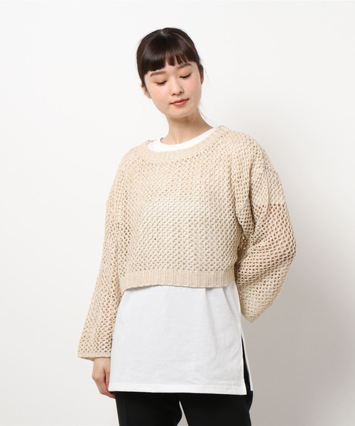 INGNI(イング)の「メッシュニットSET(ニット/セーター・レディース・ベージュ/ブラック/マスタード・M)」の2枚目の写真