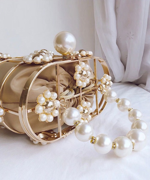 Jasmine Grandiflorum（ジャスミングランディフローラム）の「お花のパールいっぱいハンドバッグ（ハンドバッグ・レディース・ベージュ・FREE）」の10枚目の写真