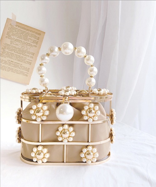 Jasmine Grandiflorum（ジャスミングランディフローラム）の「お花のパールいっぱいハンドバッグ（ハンドバッグ・レディース・ベージュ・FREE）」の11枚目の写真