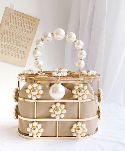 Jasmine Grandiflorum（ジャスミングランディフローラム）の「お花のパールいっぱいハンドバッグ（ハンドバッグ・レディース・ベージュ・FREE）」の16枚目の写真