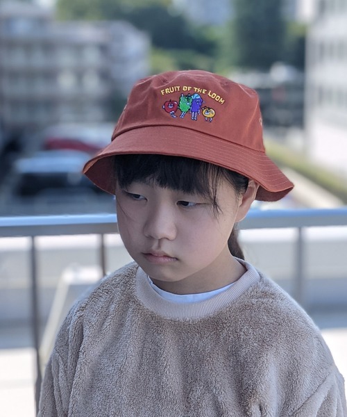 FRUIT OF THE LOOM（フルーツオブザルーム）の「FRUIT OF THE LOOM/フルーツオブザルーム 　キッズ ロゴ刺繍 バケットハット（ハット・キッズ・ブラック/ベージュ/サックスブルー/オレンジ・FREE）」の14枚目の写真