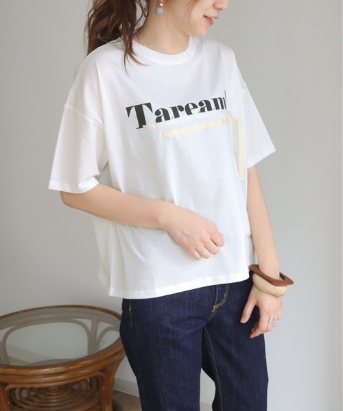 vingtrois（バントロア）の「【Vingtrois】ドライタッチコットン テープ付きロゴT（Tシャツ/カットソー・レディース・ホワイト/ブラック/モカ・M）」の12枚目の写真