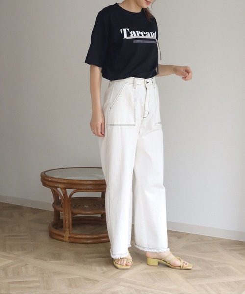 vingtrois（バントロア）の「【Vingtrois】ドライタッチコットン テープ付きロゴT（Tシャツ/カットソー・レディース・ホワイト/ブラック/モカ・M）」の18枚目の写真