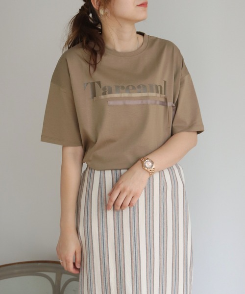 vingtrois（バントロア）の「【Vingtrois】ドライタッチコットン テープ付きロゴT（Tシャツ/カットソー・レディース・ホワイト/ブラック/モカ・M）」の4枚目の写真