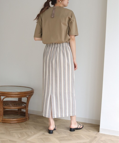 vingtrois（バントロア）の「【Vingtrois】ドライタッチコットン テープ付きロゴT（Tシャツ/カットソー・レディース・ホワイト/ブラック/モカ・M）」の8枚目の写真