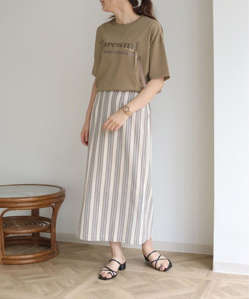 vingtrois（バントロア）の「【Vingtrois】ドライタッチコットン テープ付きロゴT（Tシャツ/カットソー・レディース・ホワイト/ブラック/モカ・M）」の7枚目の写真