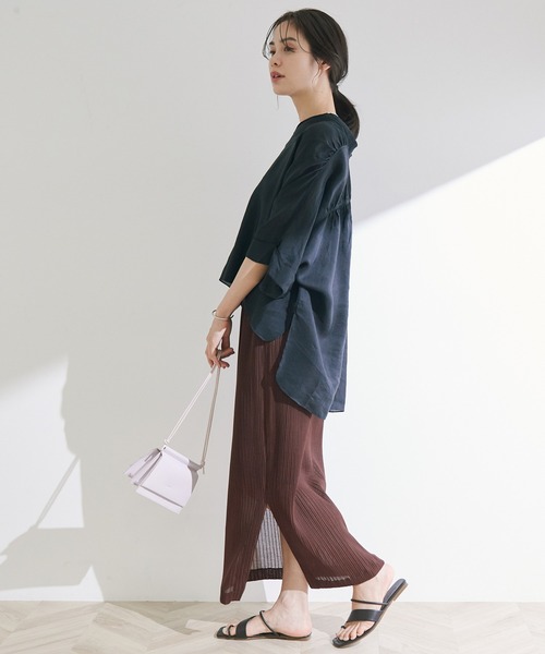 ROPE'（ロペ）の「【セットアップ対応】【洗える】プリーツカットソータイトスカート（スカート・レディース・ブラック/ダークブラウン・38）」の10枚目の写真