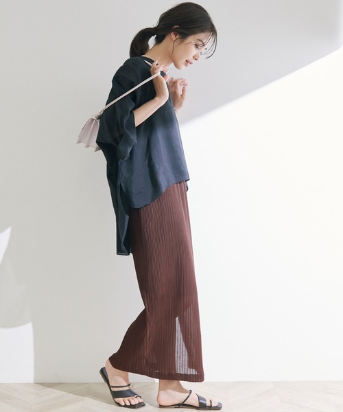 ROPE'（ロペ）の「【セットアップ対応】【洗える】プリーツカットソータイトスカート（スカート・レディース・ブラック/ダークブラウン・38）」の6枚目の写真