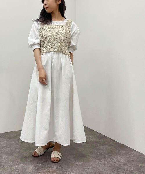 apres jour mignon(アプレジュールミニョン)の「かぎ針ビスチェワンピースセット【ZOZOTOWN限定アイテム】(ワンピース・レディース・アイボリー/ブラック/グリーン・X-LARGE/フリー)」の9枚目の写真